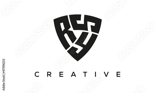 RYS letters logo, security Shield logo vector