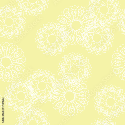 Seamless pattern. Vintage decorative elements knitting or spirograph, abstract background. Islamic, Arabic, Indian, ottoman motifs. Perfect for printing on fabric or paper. 