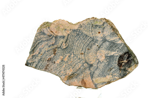 Macro stone skarn mineral on white background