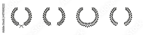 Laurel wreath. Trophy award leaves circle best nomination. Laurel leaf crest sign. Roman wreath best movie nomination. Film festival award border.