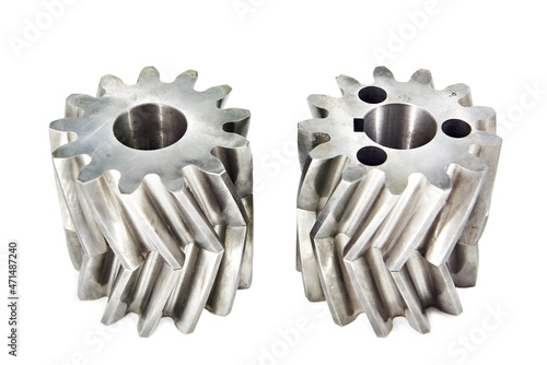 Double helical gears isolated on white