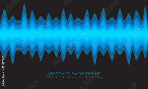 Abstract blue wave shadow geometric on grey blank space design modern futuristic background vector