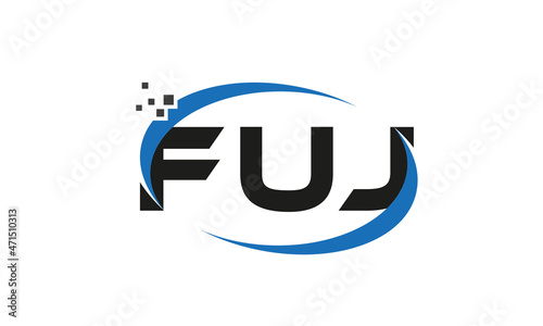 dots or points letter FUJ technology logo designs concept vector Template Element 