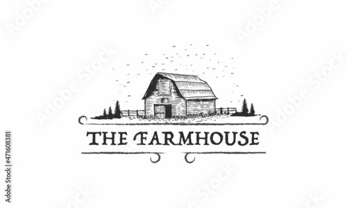 Vintage farmhouse logo design template - vector