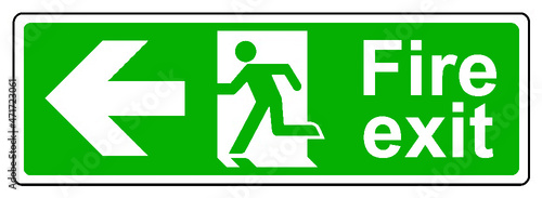 Fire exit left keep clear of obstructions sign