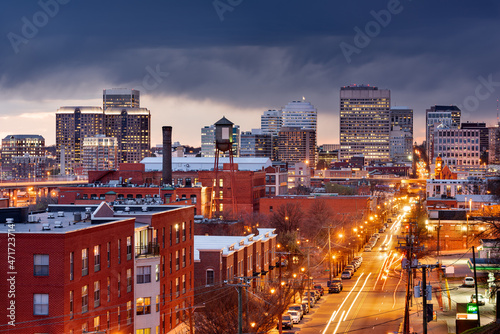 Richmond, Virginia, USA downtown cityscape over Main Street