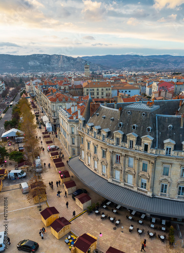 Panorama of french city Valence on north country outdoors.