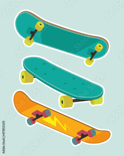 three skateboards sport