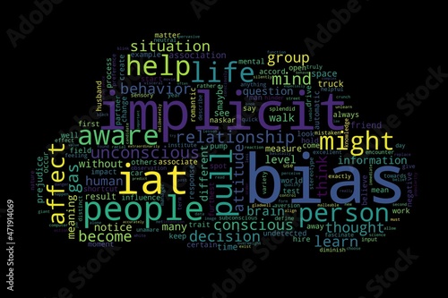 Word cloud of bias concept on black background