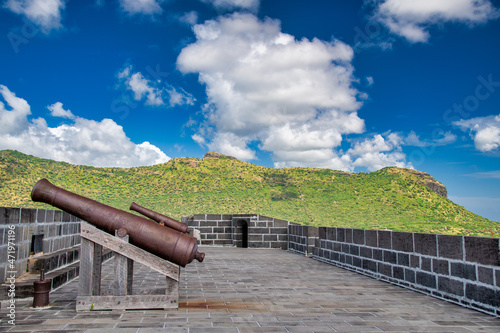 Port Louis castle on a beautiful sunny day, Mauritius.