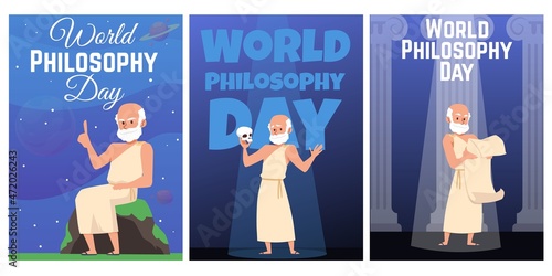 Set of templates for poster on theme of world philosophy day