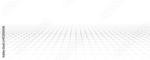 Wireframe landscape. Vector perspective grid. Digital space. Mesh on a white background.