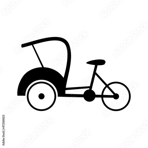 Becak, rickshaw indonesia transportation vector illustration icon .