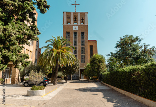 Barcelona, Spain - November 28, 2021. L'església de la Mare de Déu de la Salut is a catholic parish church in the La Salut neighborhood of Badalona, Barcelona, Spain.