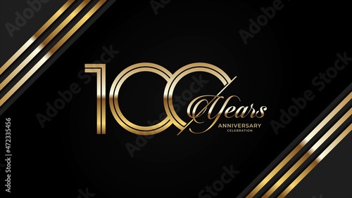 100th anniversary logotype. Golden anniversary celebration emblem design for booklet, leaflet, magazine, brochure poster, web, invitation or greeting card. Vector illustrations. EPS 10