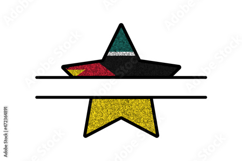 Bright glitter star- template in colors of national flag. Mozambique