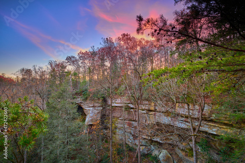 Sunset on the Cliff Trail at Koomer Ridge Campground at Red River Gorge, KY.
