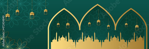 Ramadan Kareem Islamic Horizontal Banner Background