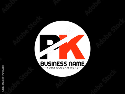 PK Logo Letter design, Unique Letter pk company logo with geometric pillar style design
