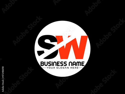 SW Logo Letter design, Unique Letter sw company logo with geometric pillar style design
