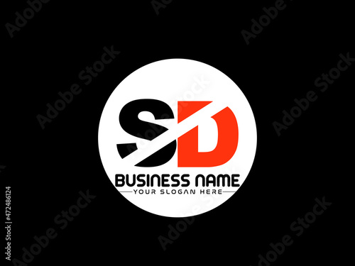 SD Logo Letter design, Unique Letter sd company logo with geometric pillar style design