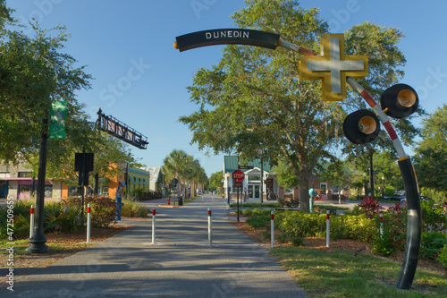 Bike path in downtown Dunedin, Florida