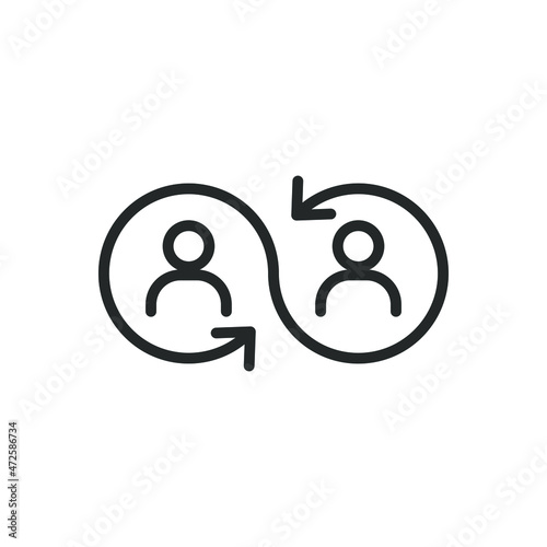 Personel change. Switch user, people rotation line icon isolated on white background. Vector illustration