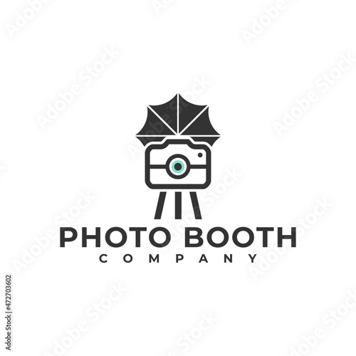 photo booth studio logo, simple camera. design vector photography company