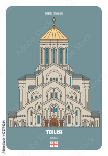 Sameba Cathedral in Tbilisi, Georgia. Architectural symbols of European cities