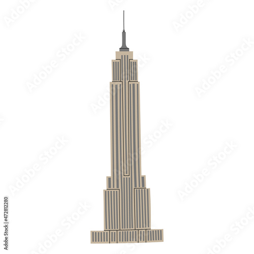 Vector color hand drawn illustration with Empire State Building. Isolated on white background