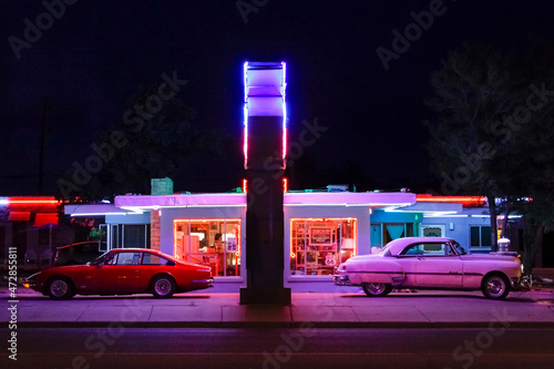 Tucumcari, New Mexico, USA. Route 66. Historic Blue Swallow Motel.