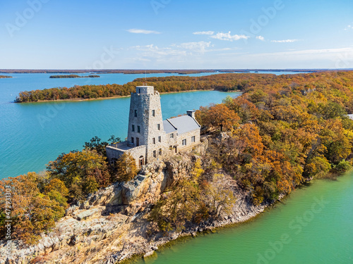 Aerial view of the Tucker Tower of Lake Murray State Park