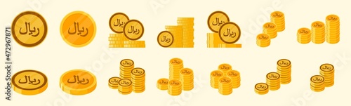 Saudi Riyal Coin Icon Set