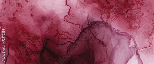 Alcohol ink texture. Fluid bordo abstract background