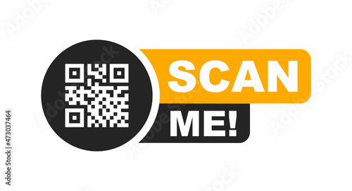 QR code scan for smartphone. QR code with inscription scan me with smartphone. Scan me icon. Scan qr code icon for payment, mobile app and identification. Vector illustration.