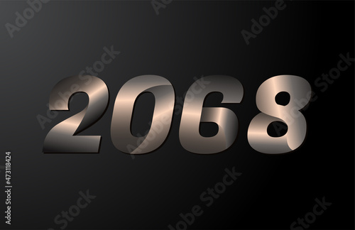 2068 year logotype, 2068 new year vector isolated on black background