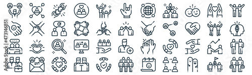 friendship thin line icon set such as pack of simple happiness, together, find my friend, mailing, friendship, conversation, respect icons for report, presentation, diagram, web design
