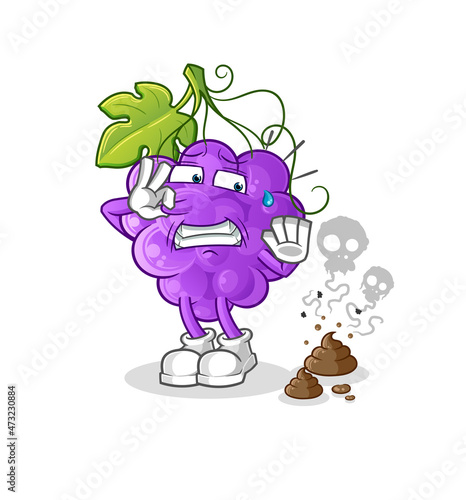 grape with stinky waste illustration. character vector