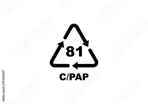 Plastic recycling code symbol. C PAP recycling symbol for plastic, simple flat icon vector