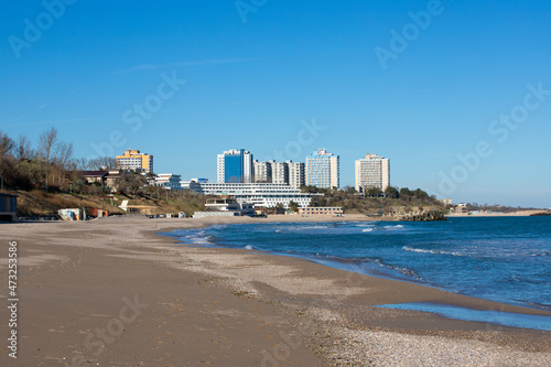 The empty beach of Neptun resort - Romania