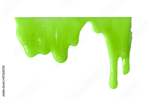 flowing green slime isolated on white