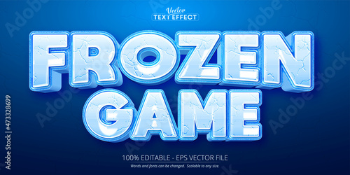 Ice text effect, editable frozen game and cartoon text style