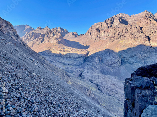 Djebel Toubkal National Park in the High Atlas Mountains at dawn, Morocco.
