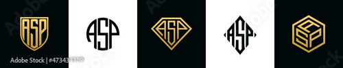 Initial letters ASP logo designs Bundle