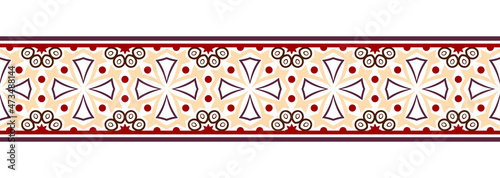 Border line seamless background. Decorative design seamless ornamental mosaic border pattern. Islamic, indian, arabic motifs. Abstract flower