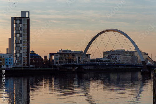 View of the Squinty Bridge over the river Clyde in Galsgow