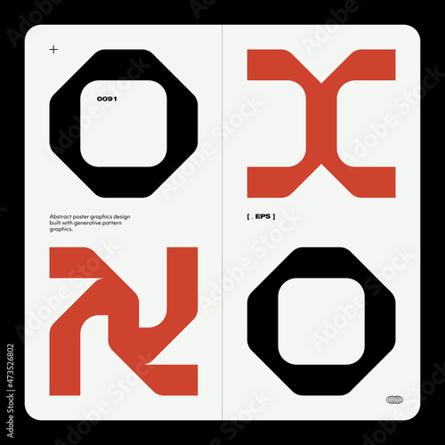 Swiss Poster Design Template With Abstract Geometric Shapes