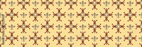 Abstract background with decorative ornament on a beige background. Seamless wallpaper texture. Vector image