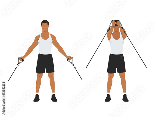 low upward cable pulley crossover chest flyes flat vector illustration isolated on layers