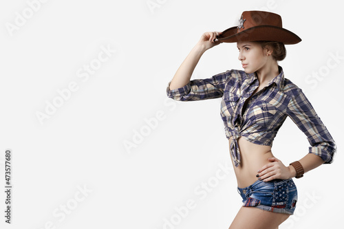 Country style. girl on a white background, isolated 